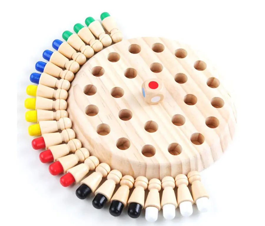 QIKI Children Wooden Memory Matchstick Chess Game?Logic Game and Brainteaser Kid Intelligence IQ Brain Teaser Game Family Party Casual Game, Multicolor, Medium